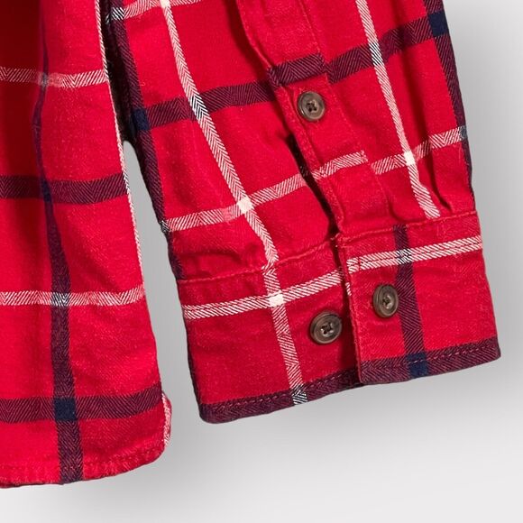 Duluth Trading Flannel Button Up Top Women XXL Red Plaid Long Sleeve Cotton Z14 - Picture 10 of 14